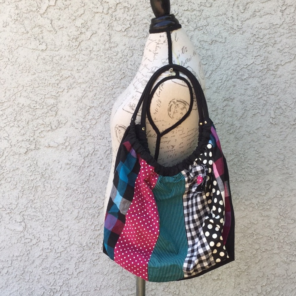 Tilly’s Multicolored Fabric Patchwork Stripes Che… - image 1